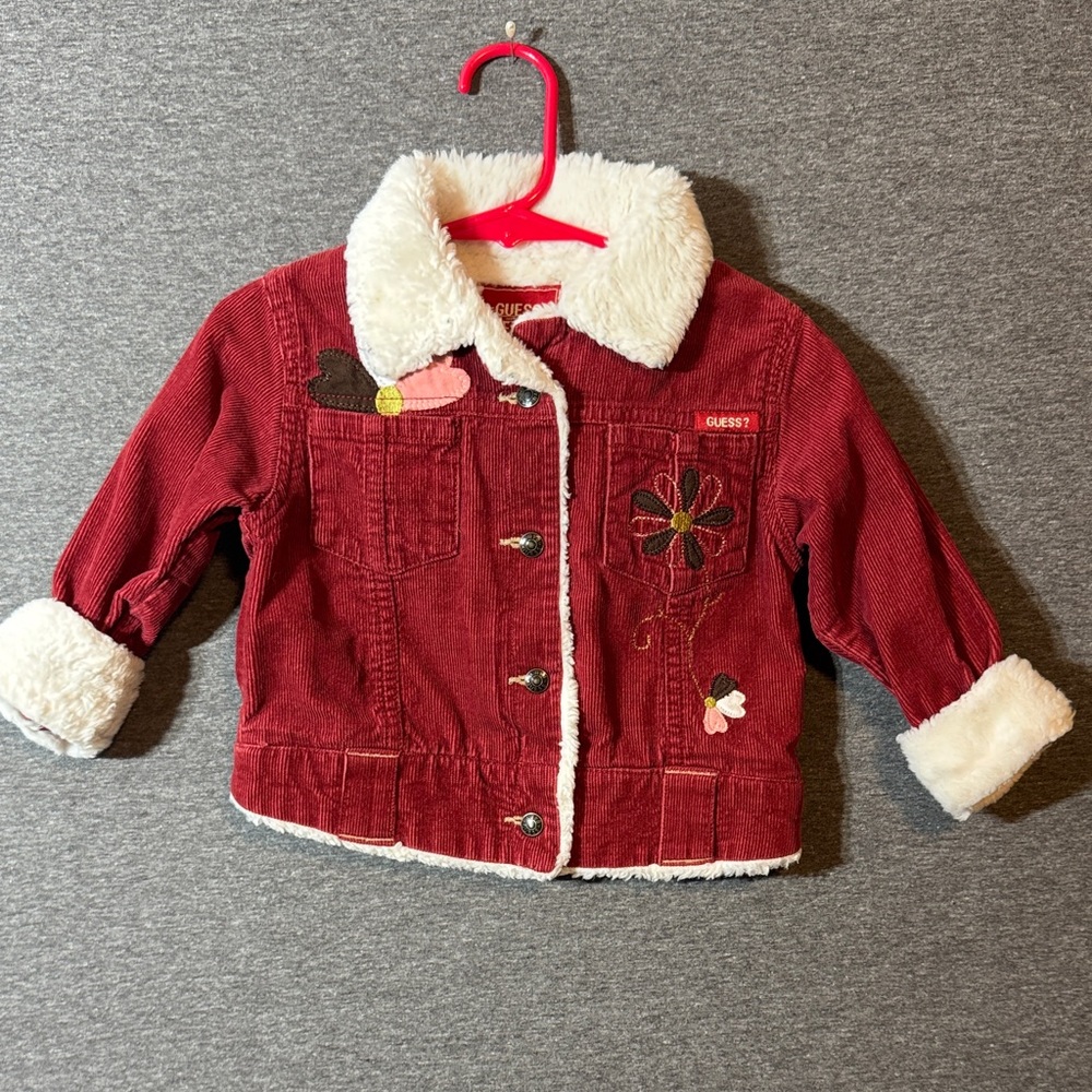 Guess Kids Red Jean Jacket with Embroidery